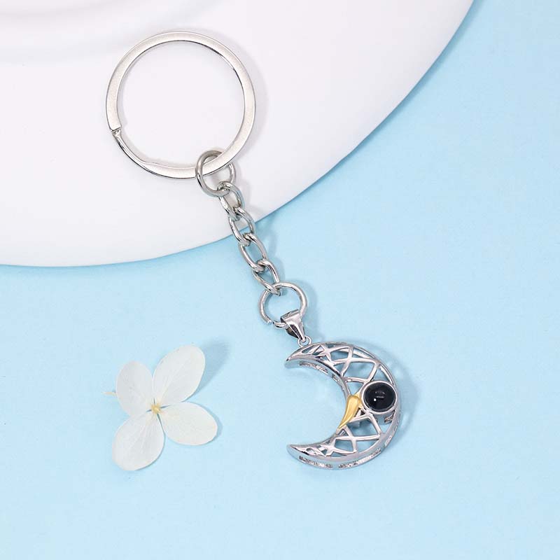 月 投影 写真 写真 入り キーホルダー