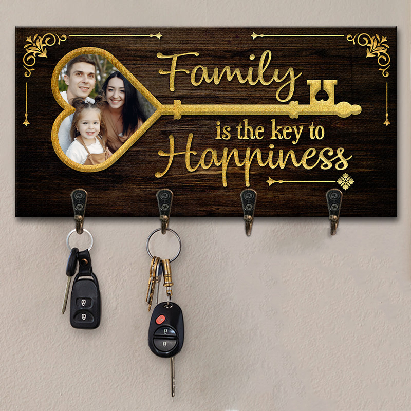 Personalized Key Hanger Family Is The Key To Happiness Custom Photo Design Perfect Home Decor Gift