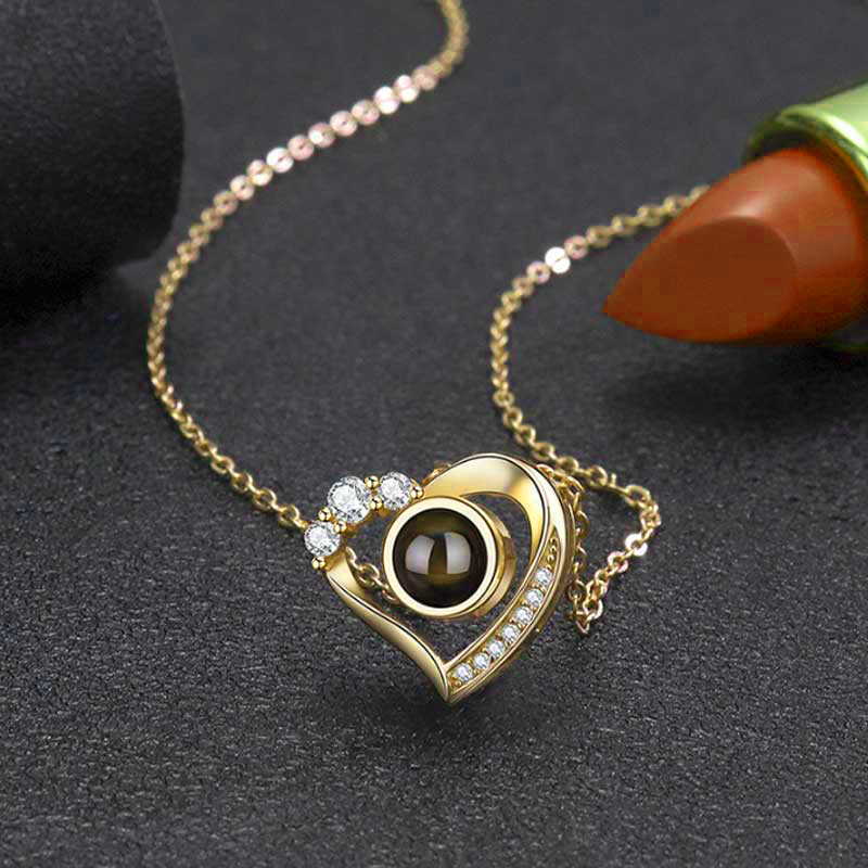 Sterling Silver Personalized Photo Projection Necklace With Picture Inside -My Heart Will Go On