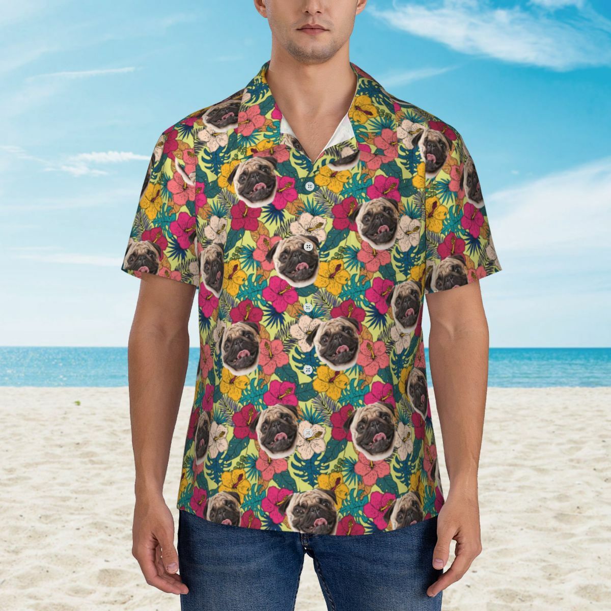 Personalized Face Shirt Custom Photo Unisex Hawaiian Shirt Gift for Pet Lovers