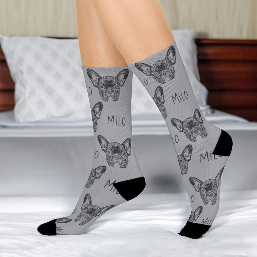 カスタマイズ 猫 犬 ペット 顔 イラスト ハイソックス