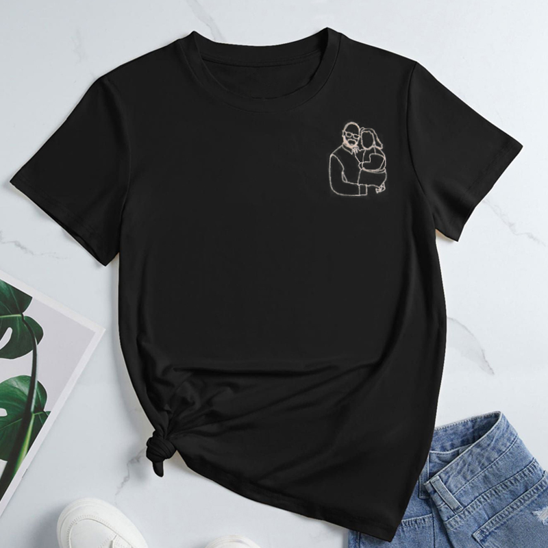 Personalized T-shirt Embroidered Custom Dad and Kids Photo Unique Design Perfect Father's Day Gift