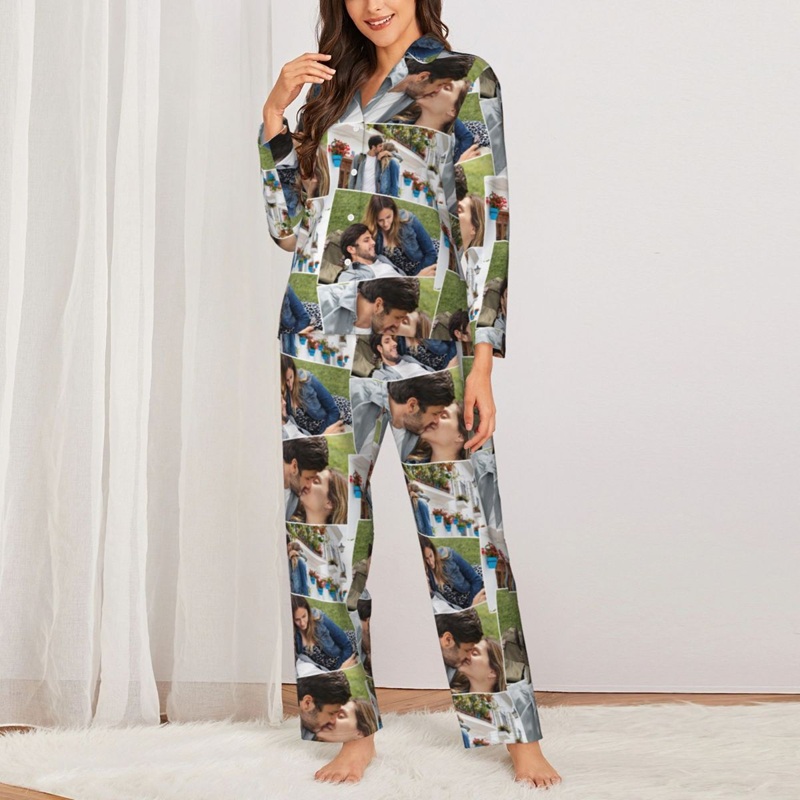 Pyjamas personnalisés avec photos de couple patchs créatifs cadeau original pour un être cher