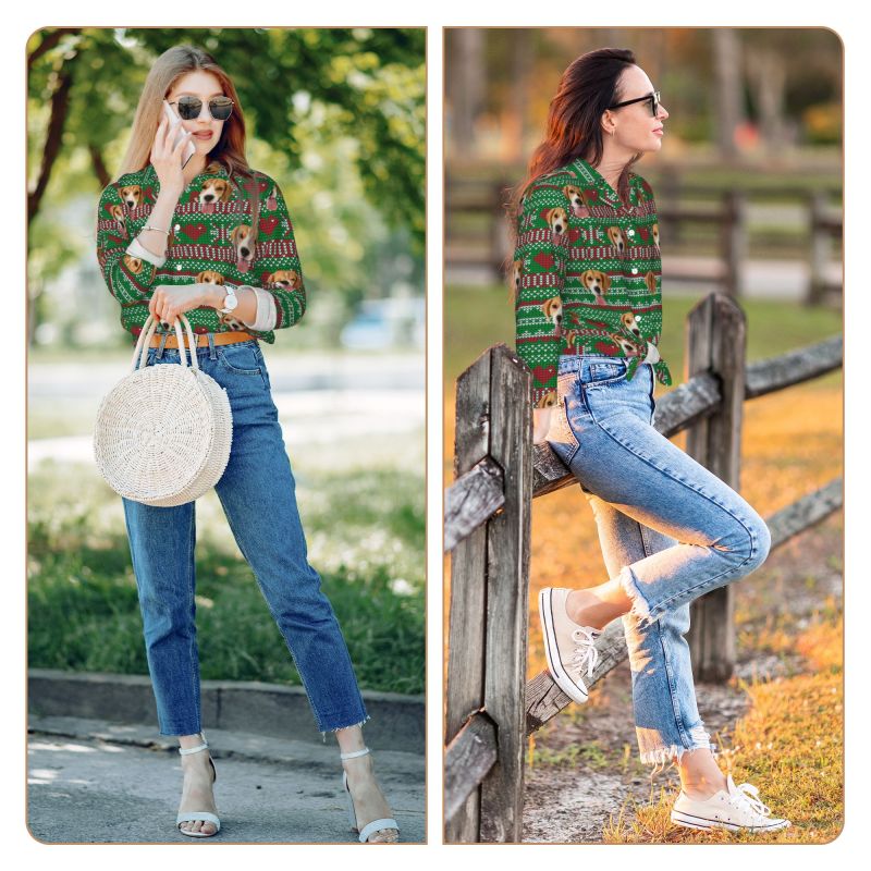 Personalized Pajamas Custom Pet Photo Christmas Love Pixel Style Design Perfect Gift for Family