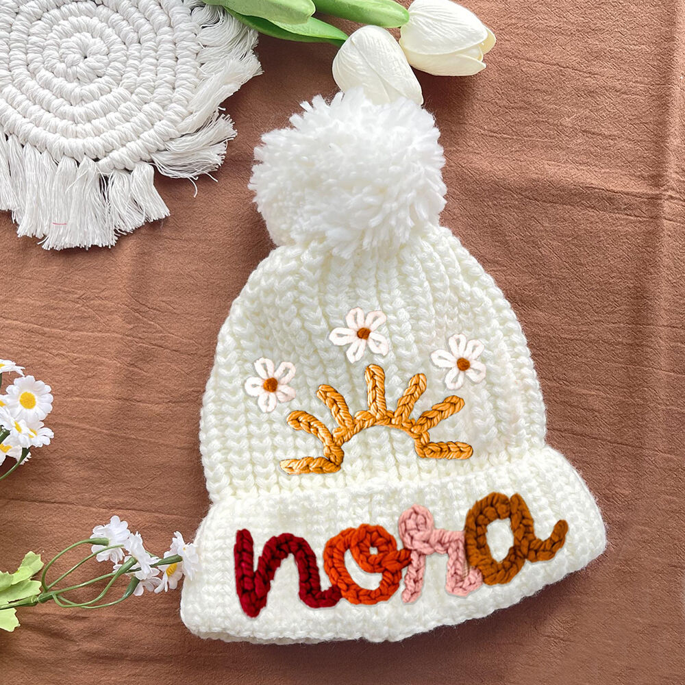 名前 刺繍 子供 ニット帽 ビーニー ハンドメイド 冬 オリジナル