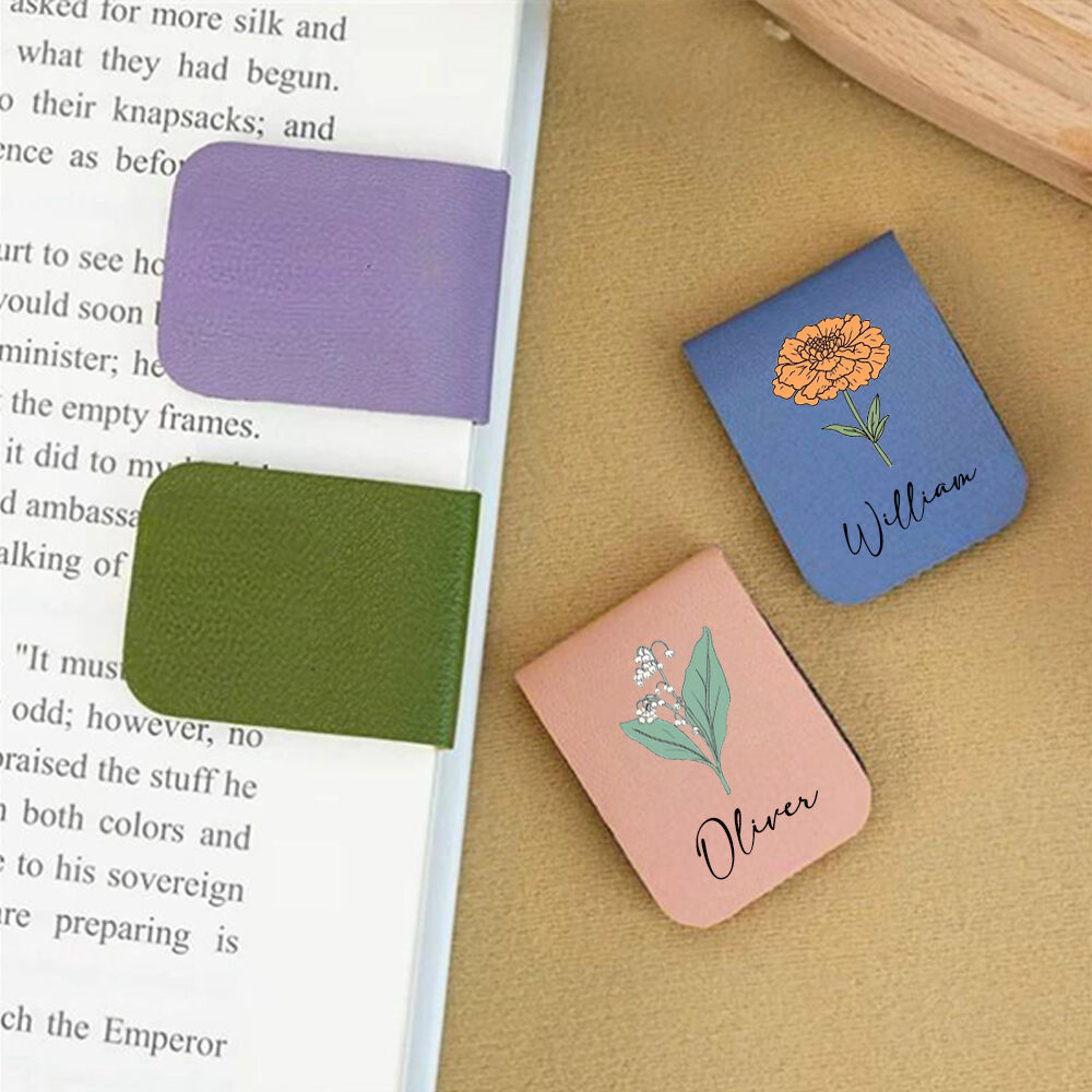 Personalisiertes magnetisches Lesezeichen aus Leder mit Geburtstagsblume ein Geburtstagsgeschenk für Leseliebhaber