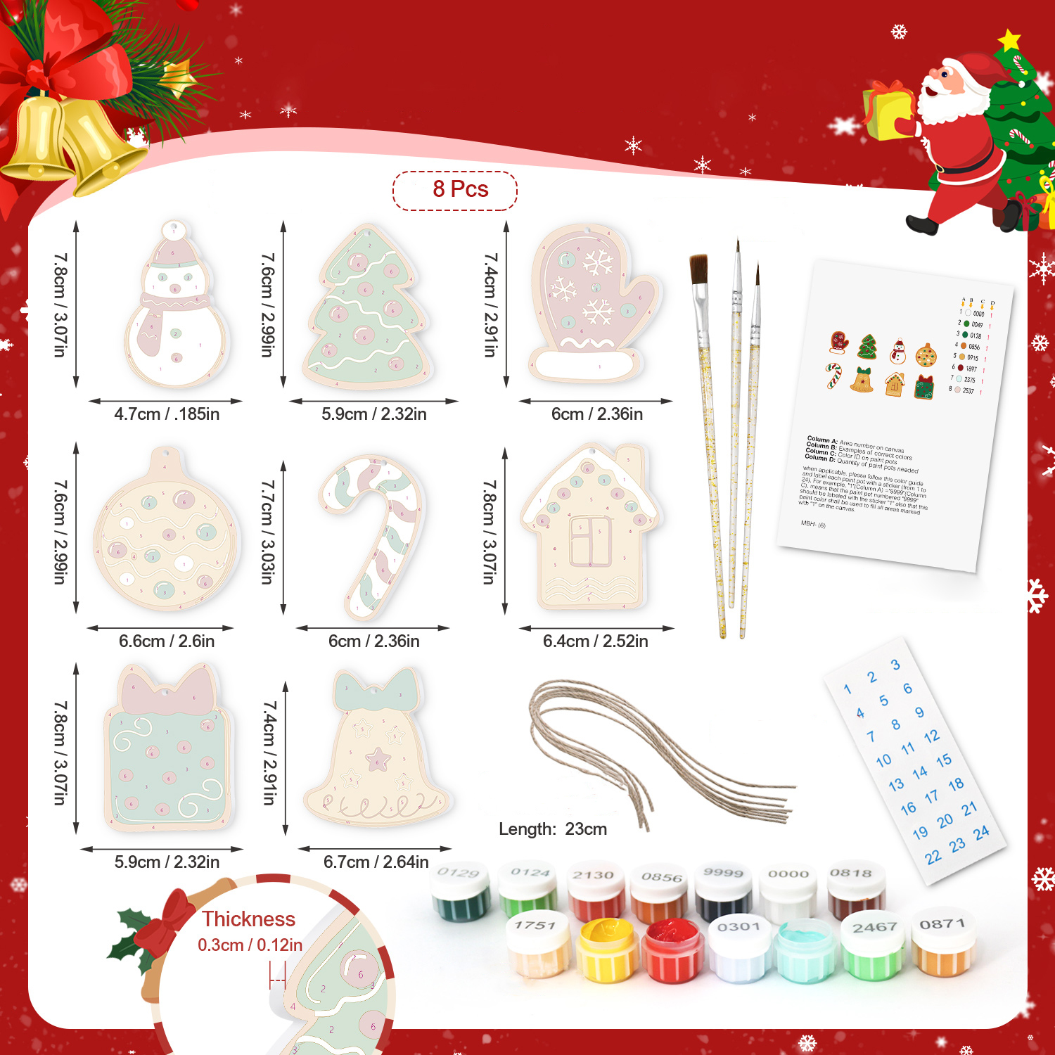 Juego de adornos navideños pintados a mano, regalo especial para niños