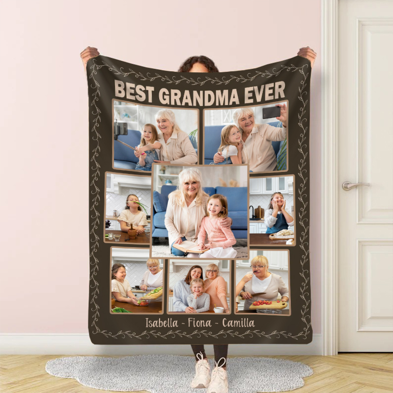 Personalisierte Fotodecke Schlichtes Geschenk für Oma