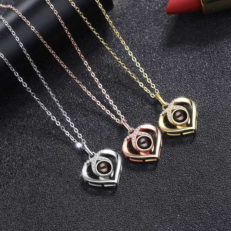 Personalized Photo Projection Necklace -Heart Love