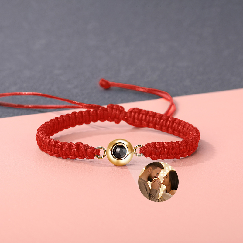 サークル 投影 写真 写真入れ 組紐 ブレスレット チタンスチール