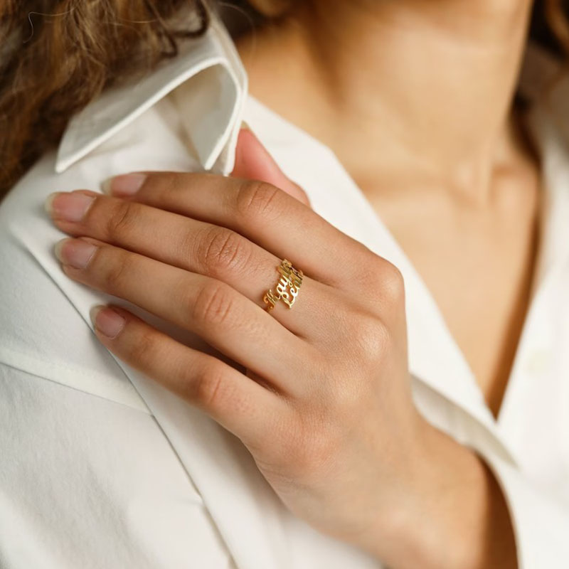 Personalized Name Ring with Smooth Circle Shaped Creative Gift for Her