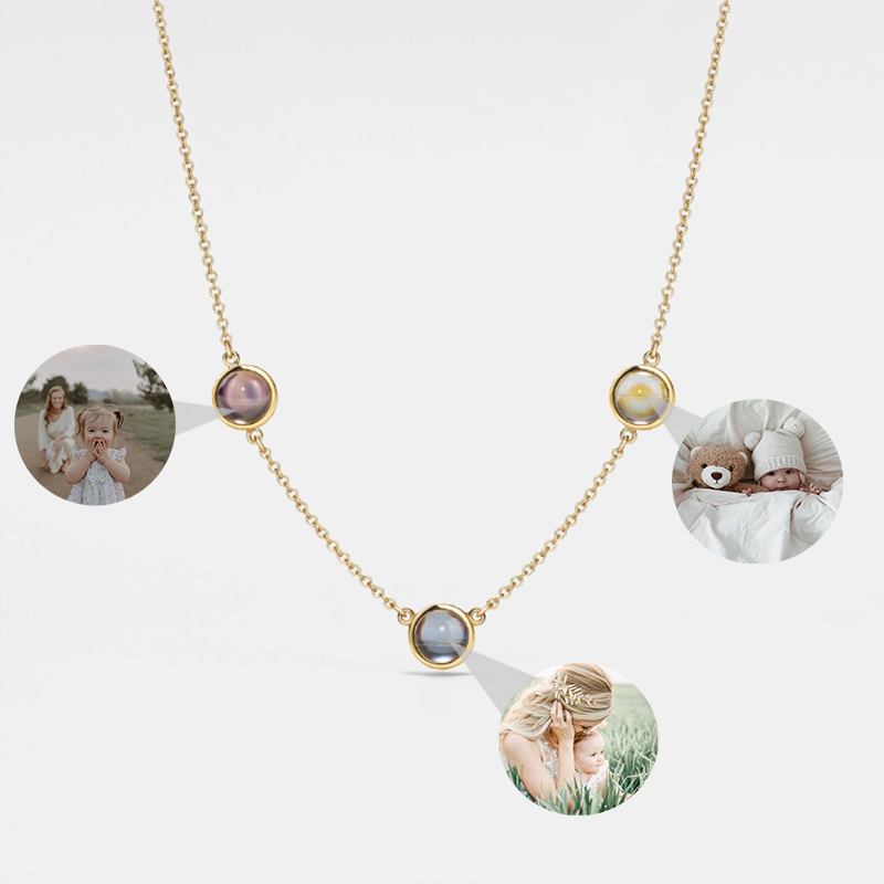 Personalized Projection Picture Necklace Customized Three Photos Exquisite Gift For Christmas