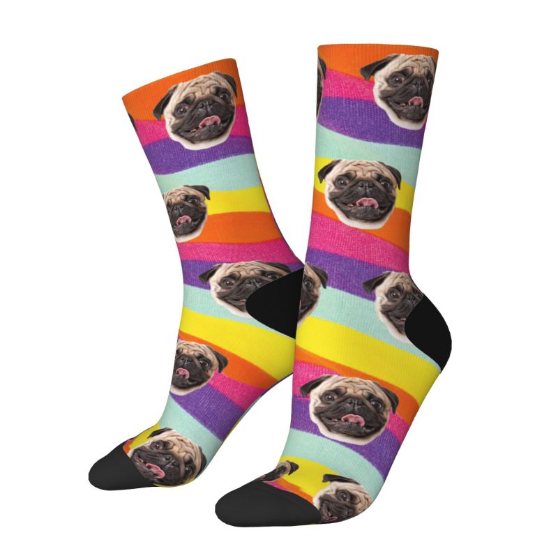 Personalized Tie Dye Face Socks Rainbow Printed with Pet Photos