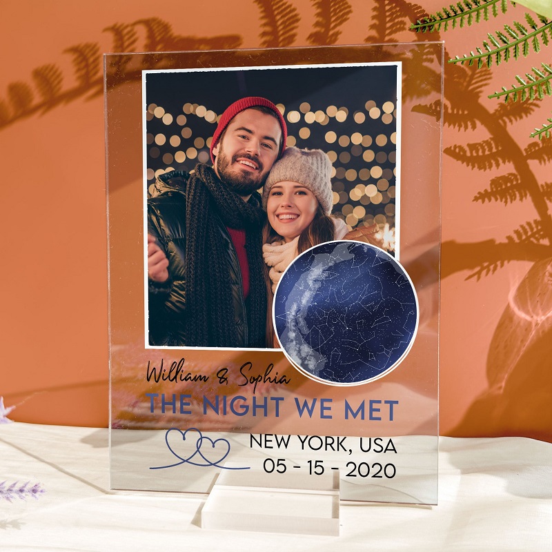 オリジナル 名入れ 日付 スターマップ 星地図 アクリル プレート 初デート記念日