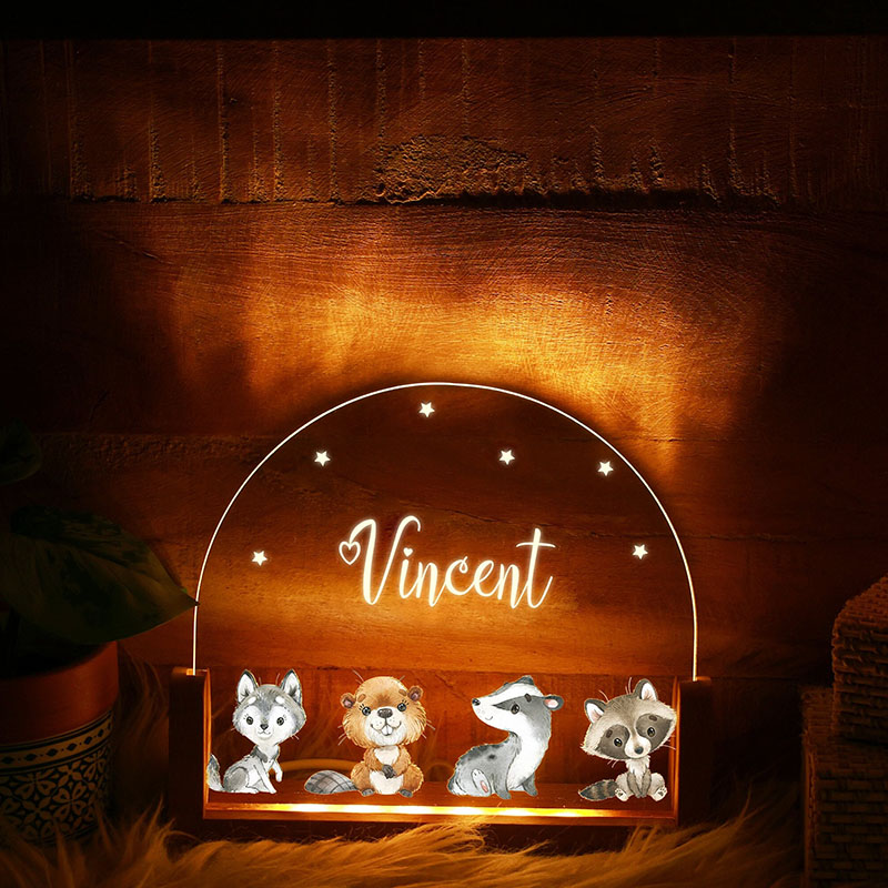 動物 名入れ アクリル テーブルランプ オーダーメイド