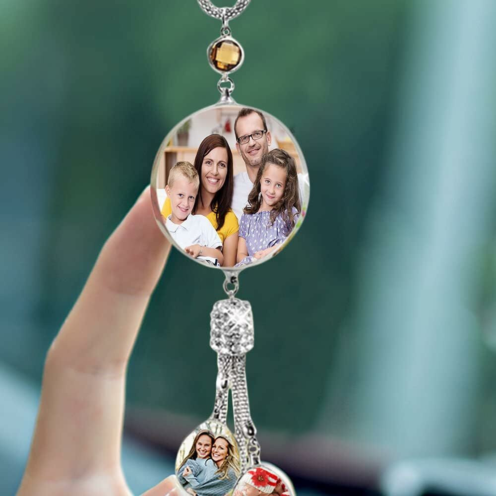 Personalized Photo Pendant 4 Styles Lucky Crystal Car Pendant add 5 Photos for Friends
