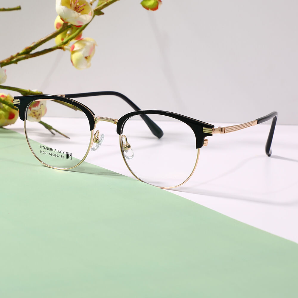 Harla Browline Black Gold Glasses