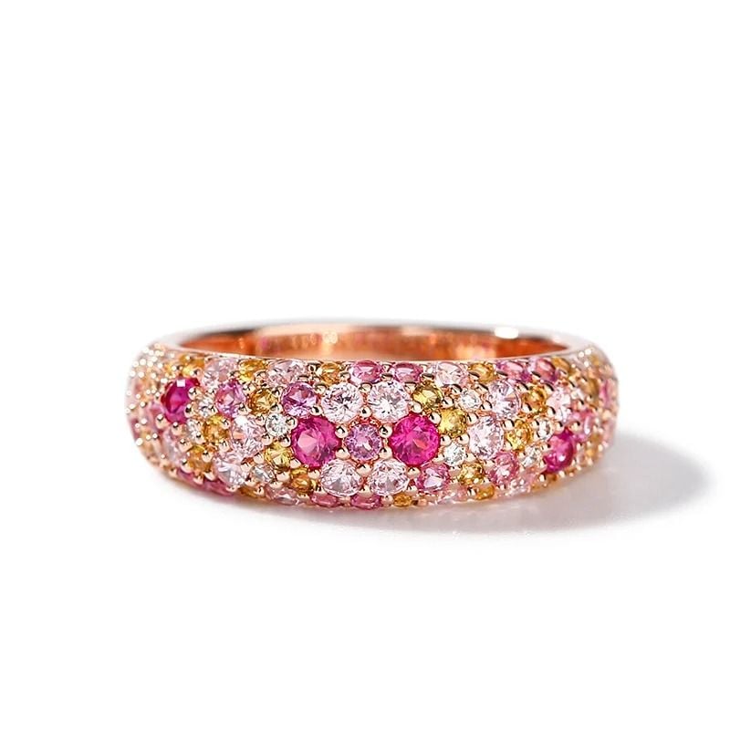 Multi-color Stone Women's Rings in Rose Gold