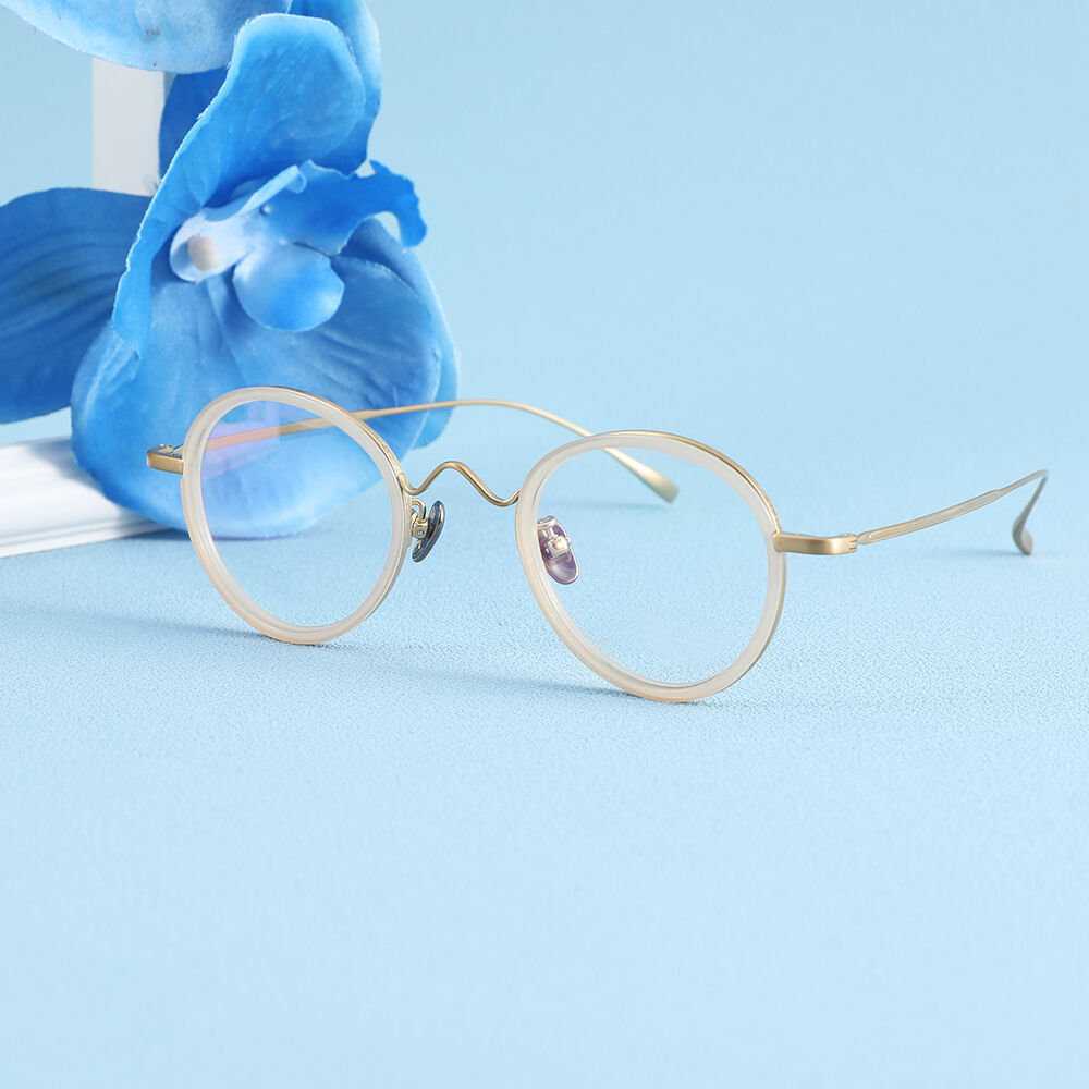 Strachey Round Beige Glasses