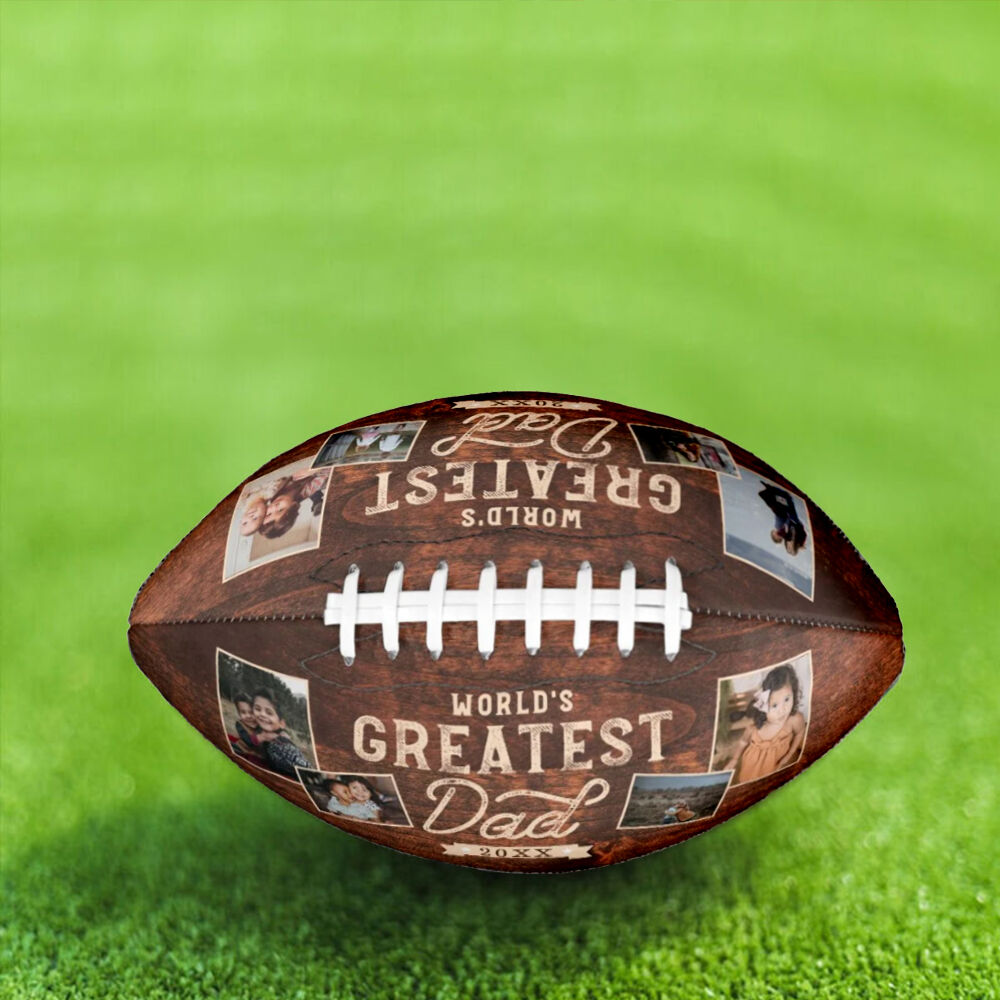 Customized Football Add Photos Gift for the Best Dad in the World