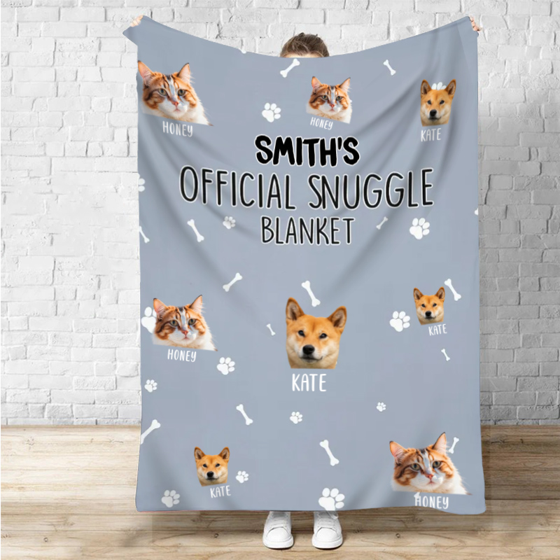 写真入り ブランケット 可愛い 肉球柄 ペット 写真入り 名前入り シンプル  プレゼント オーダーメイド