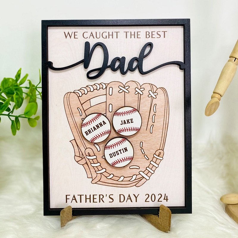 Personalized Frame We Caught The Best Dad Baseball Glove Creative Design Perfect Father's Day Gift