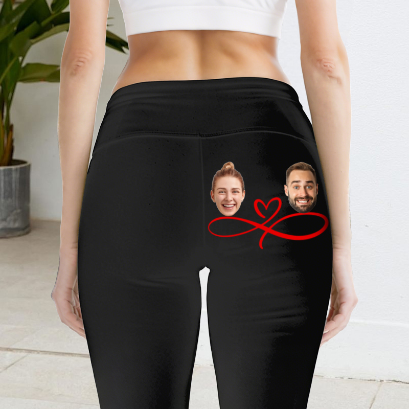 Personalized Leggings Custom Couple Head Photo Infinite Love Design Perfect Gift for Her Lovers