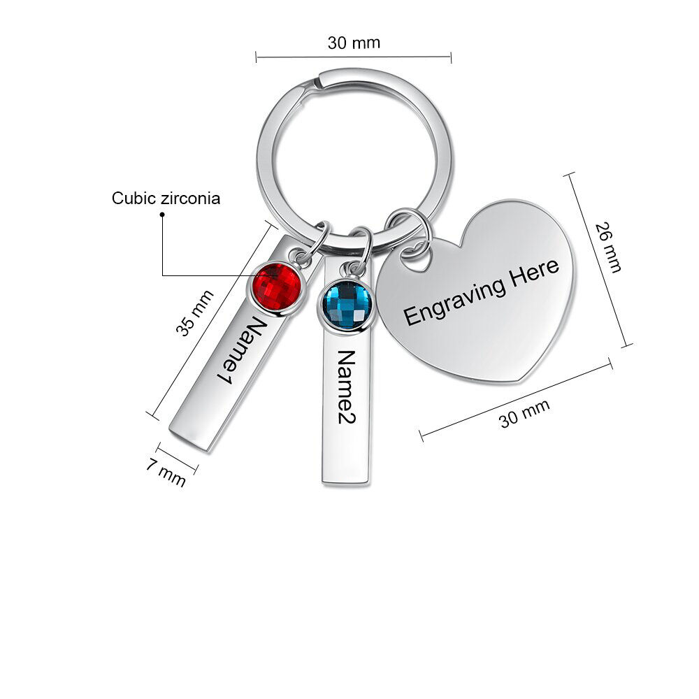 ハート 誕生石 刻印 キーホルダー