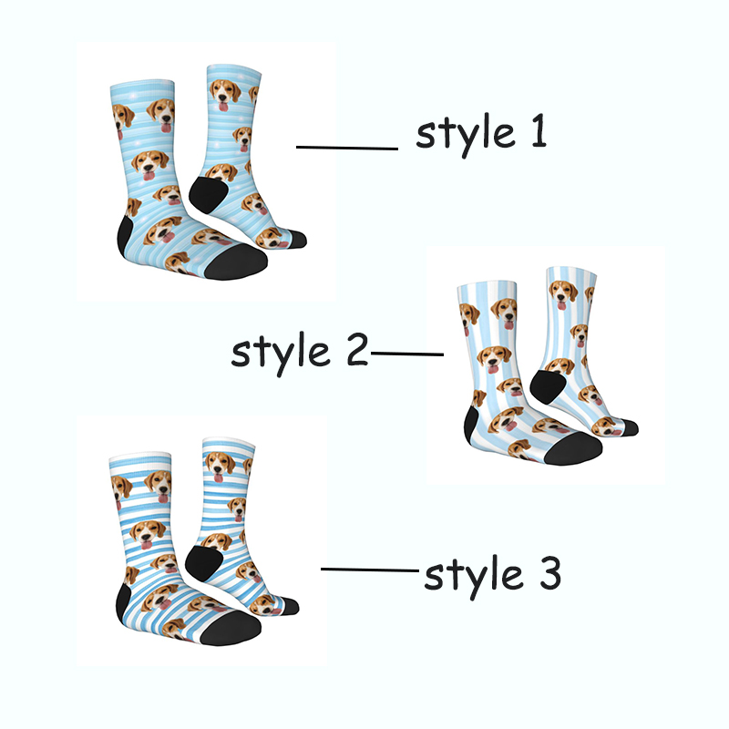 Gepersonaliseerde sokken met gestreept gezicht en dierenfoto's Geweldig cadeau voor dierenliefhebbers