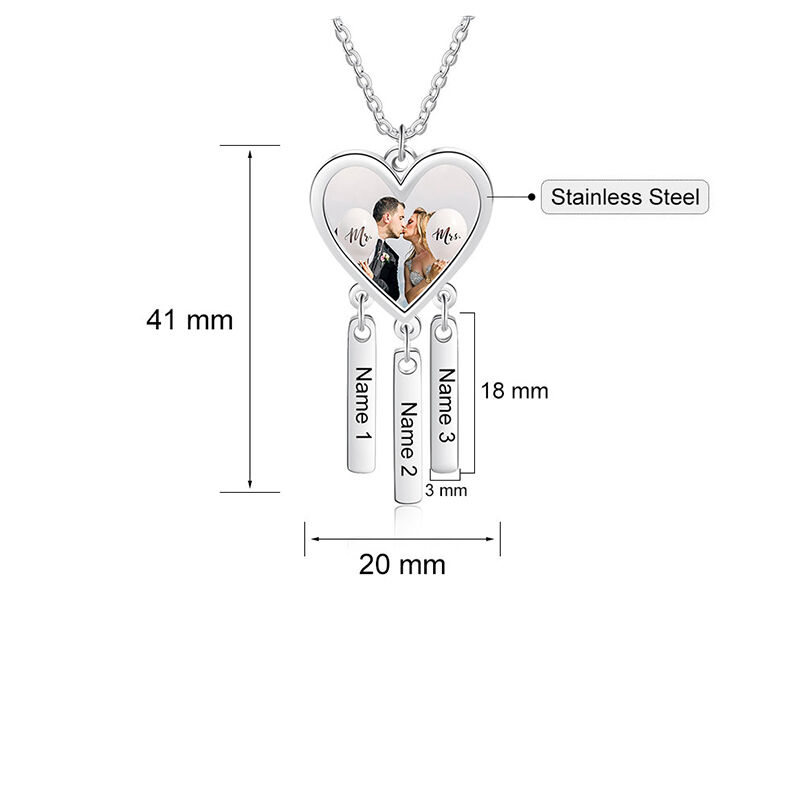 Personalized Heart Shaped Photo Necklace With Name Group Christmas Gift For Family
