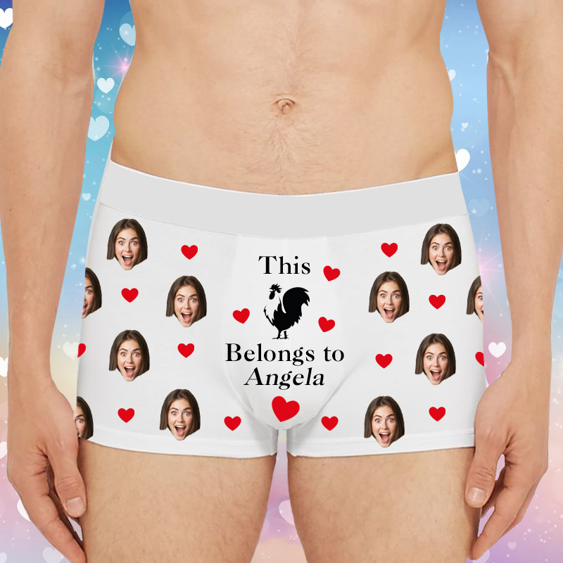 Gepersonaliseerde foto herenondergoed boxershorts met hanenmotief Leuk Valentijnsdagcadeau