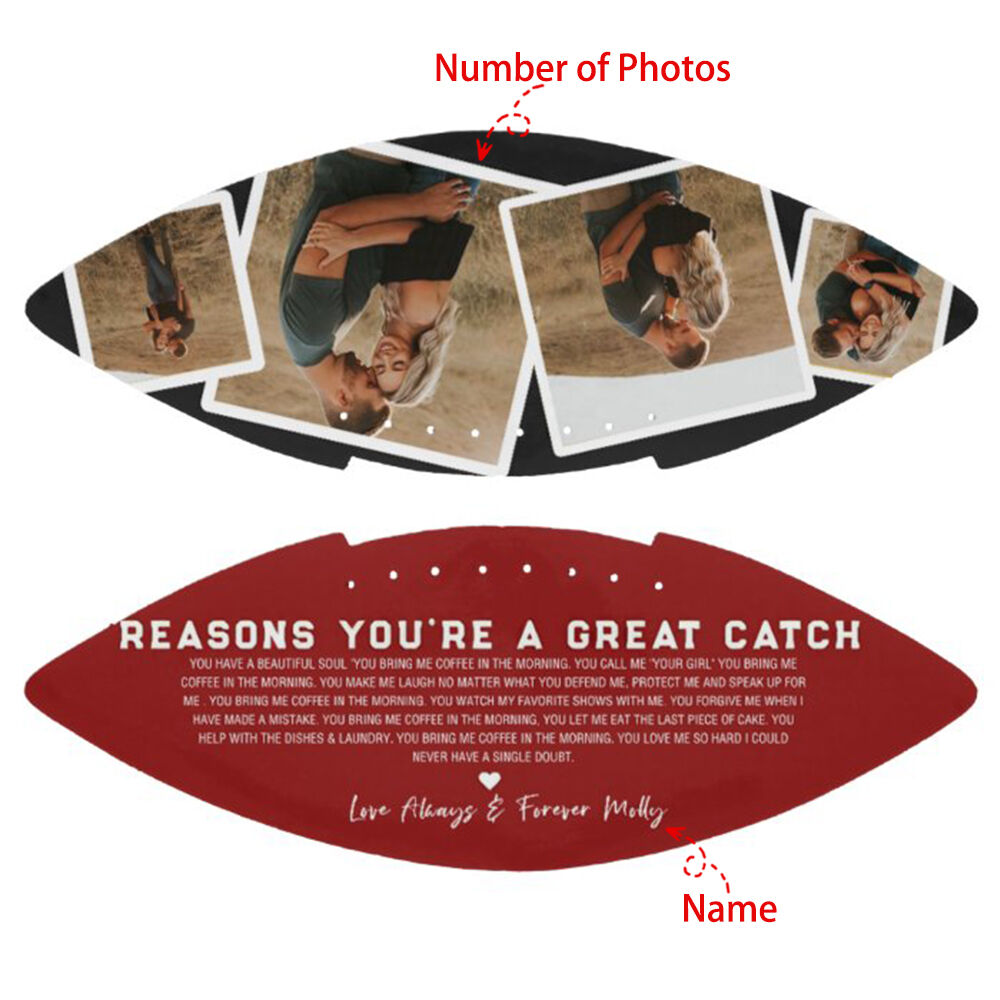 "Reasons You're a Great Catch" Custom Photo Football Birthday Gift for Coach
