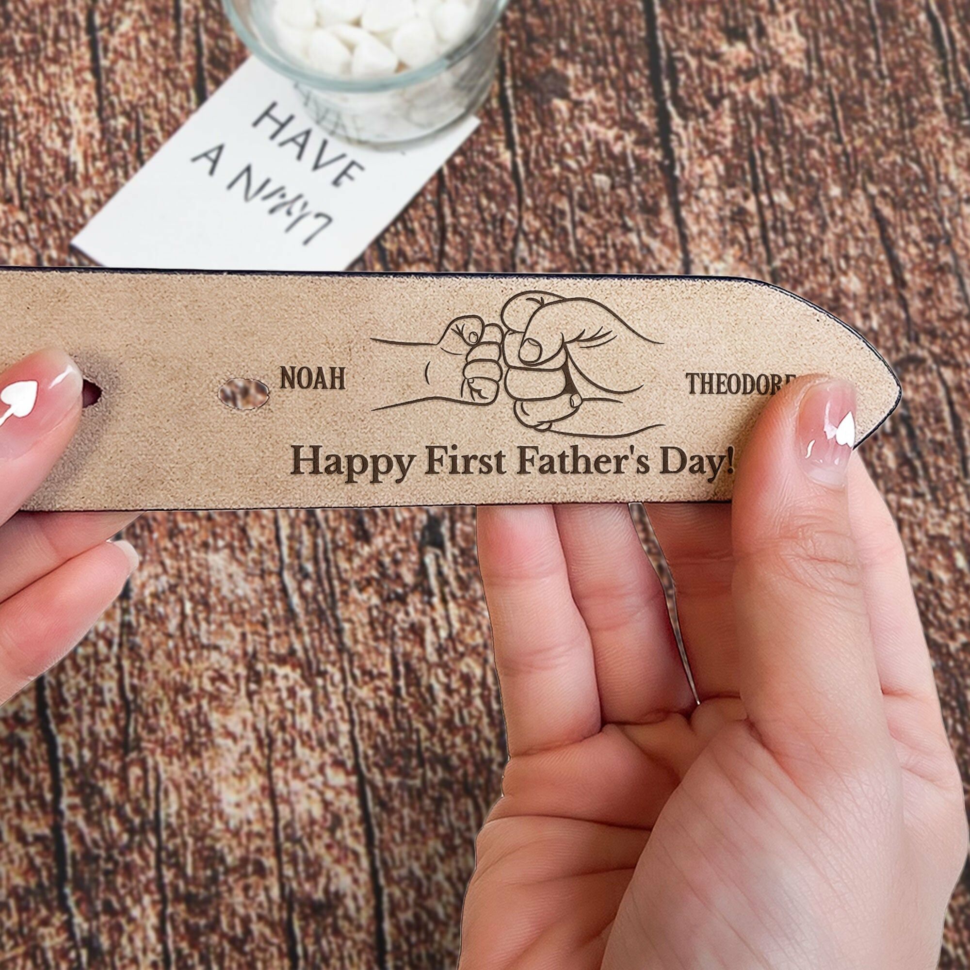 Buona Prima Festa del Papà Cintura in pelle incisa personalizzata Cadeau unico per il nuovo papà
