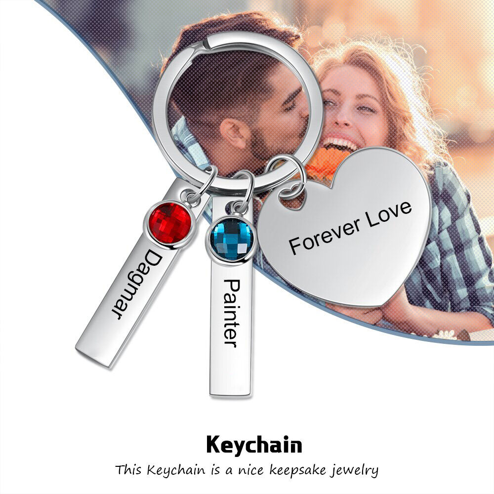 ハート 誕生石 刻印 キーホルダー