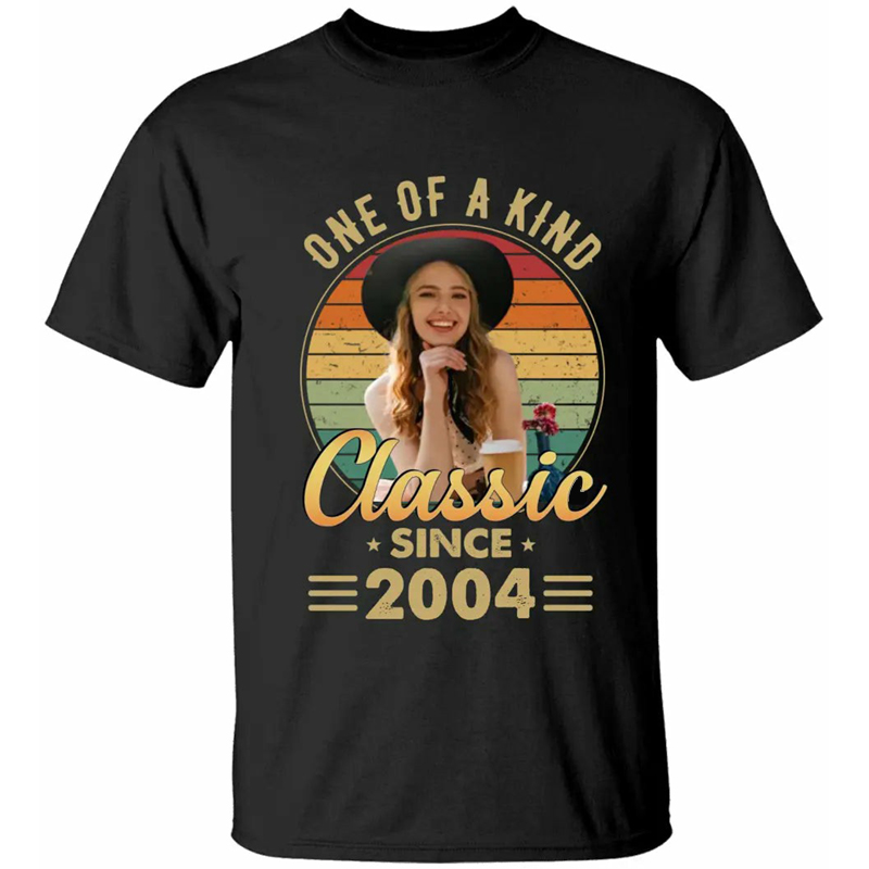 T-shirt personnalisé One Of A Kind Classic avec photo personnalisée Cadeau attrayant pour les amis, coton, cadeau St Valentin