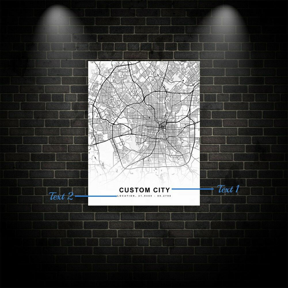 Personalized Map Canvas Wall Art with Custom Text Perfect Present for Your Friend
