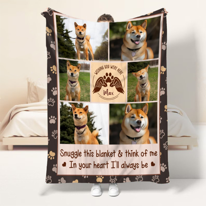 Personalized Picture Blanket with Paw Print Lovely Present for Pet Lover