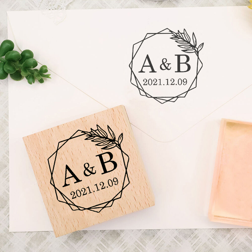 Personalized Wooden Seal Wedding Invitation Stamp Custom Couple Initials for Couples