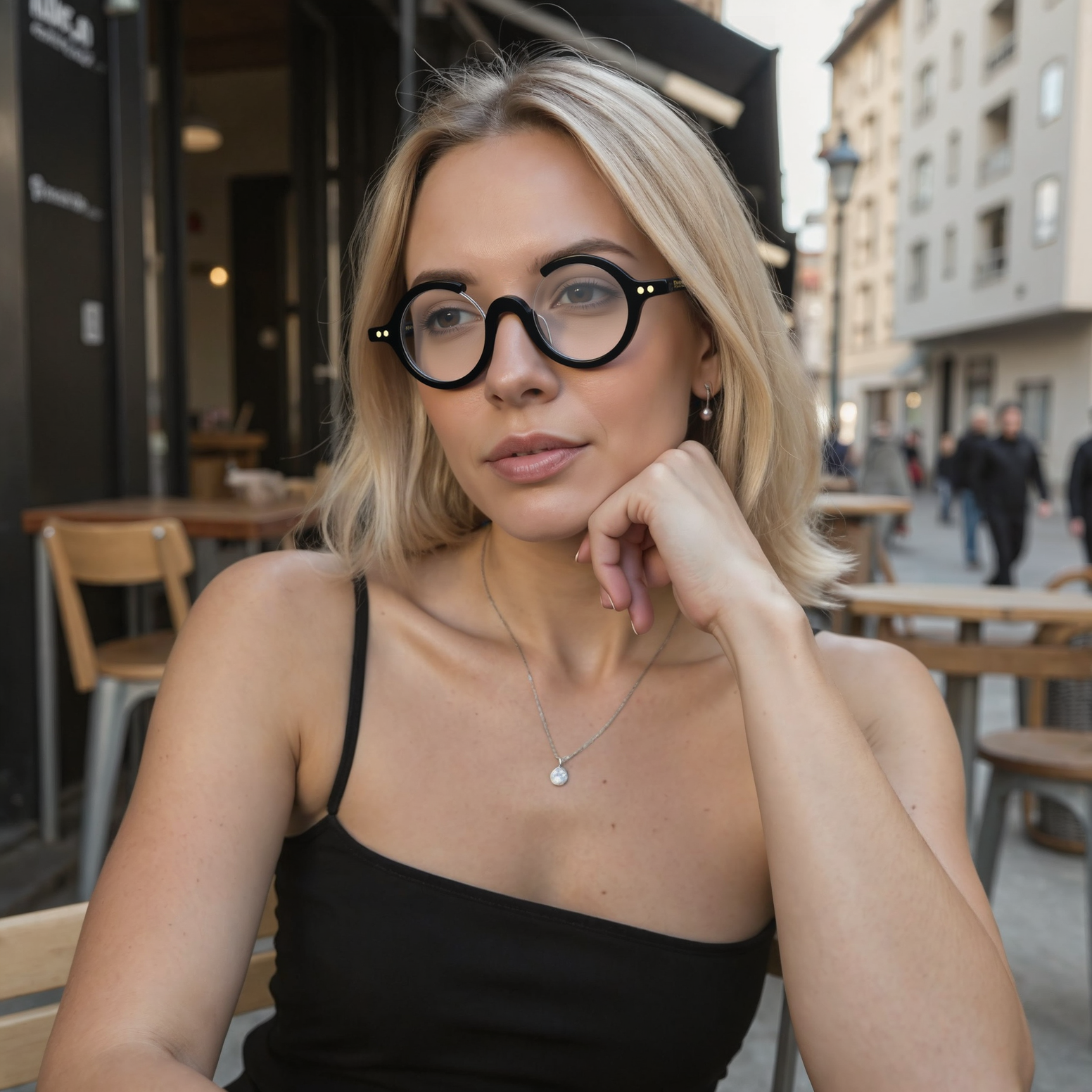 Amelia Runde Schwarze Brille