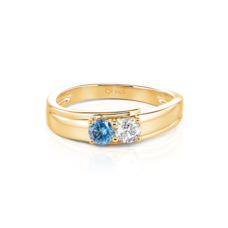 Jeulia Parallel Meet Custom Two Birthstone Bypass Wedding Band for Men
