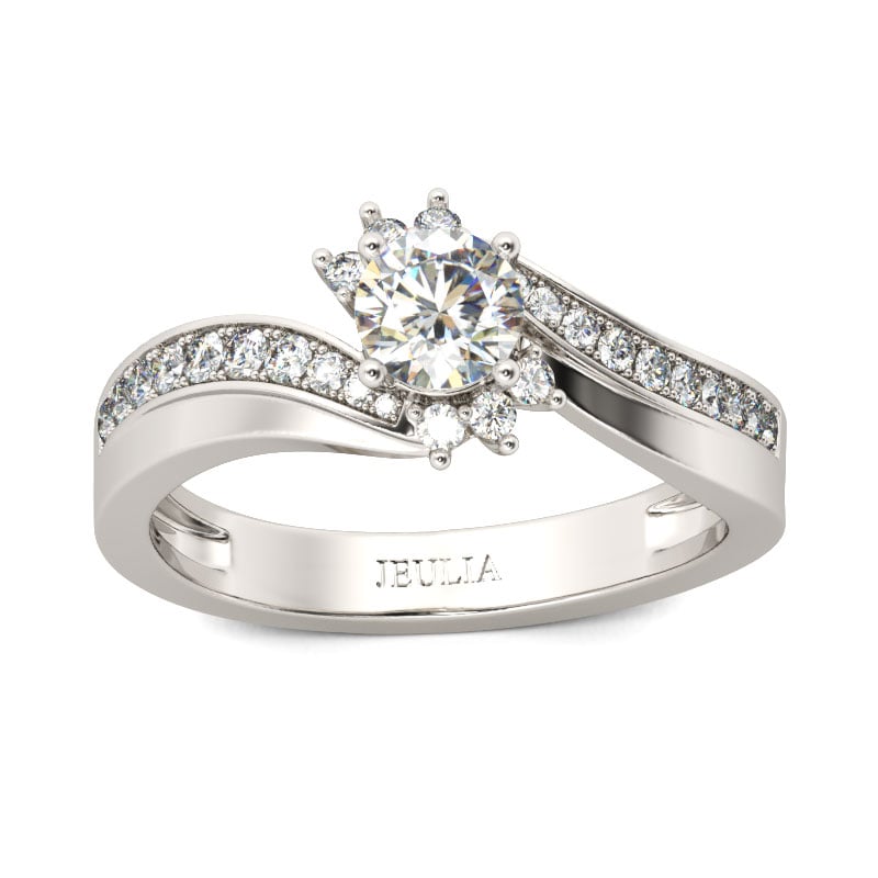 0.9ct Bypass Round Cut Engagement Ring in Sterling Silver