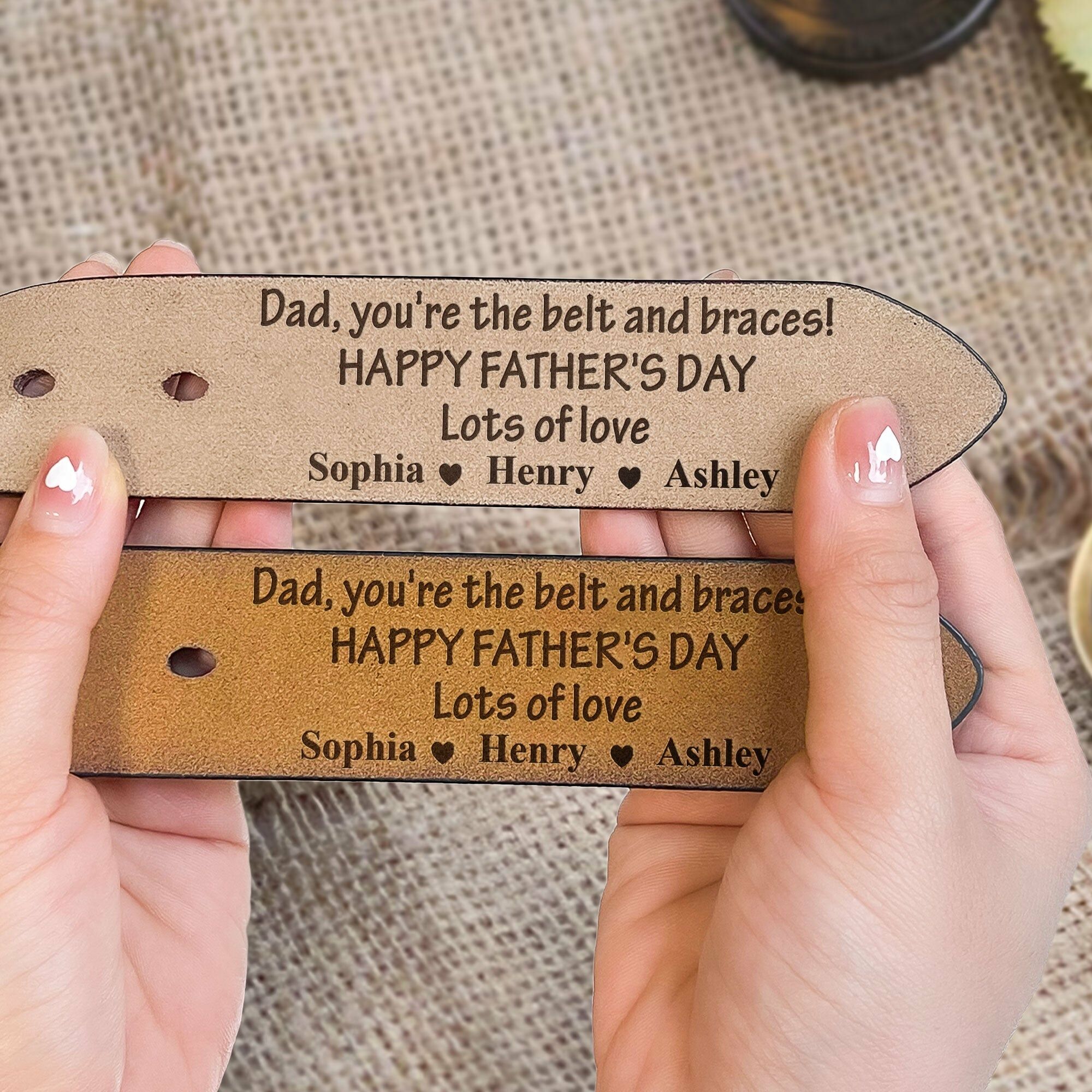 Personalized Engraved Leather Belt Handmade Gift Special Father’s Day Gift for Dad