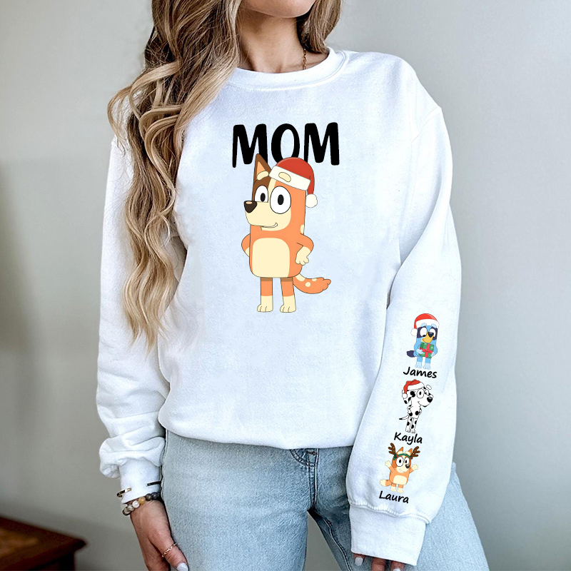 Personalized Sweatshirt Custom Dog Mama Cartoon Pattern Christmas Design Perfect Gift for Mom