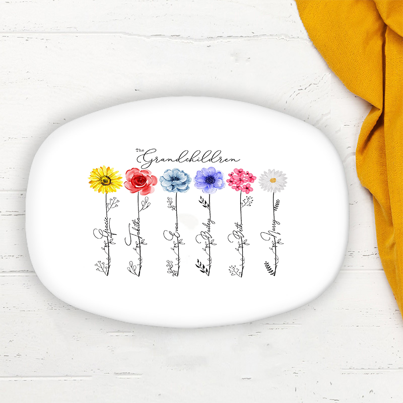 Personalized Name Plate with Custom Birth Flower Marvelous Present for Grandparents
