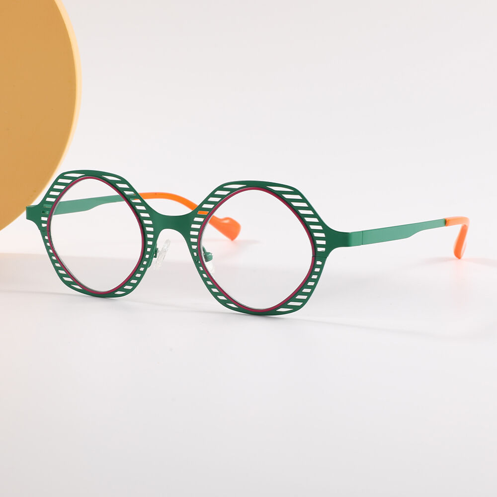 Mond Geometric Green Glasses