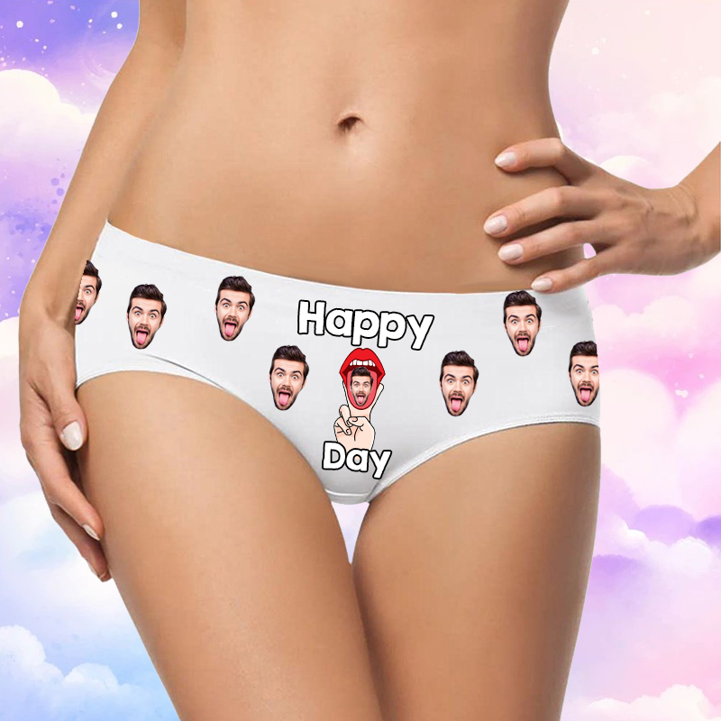Personalized Picture Women's Underwear Special Gift for Girlfriend "Happy Day"
