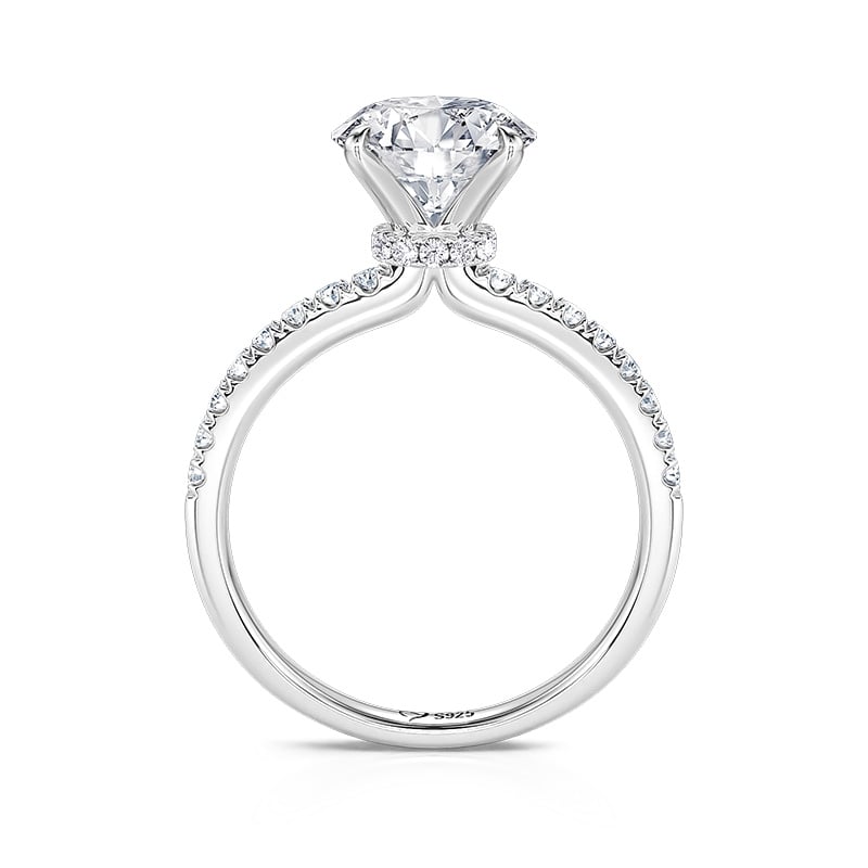 Jeulia Classic Hide Halo Engagement Ring Round Cut Sterling Silver