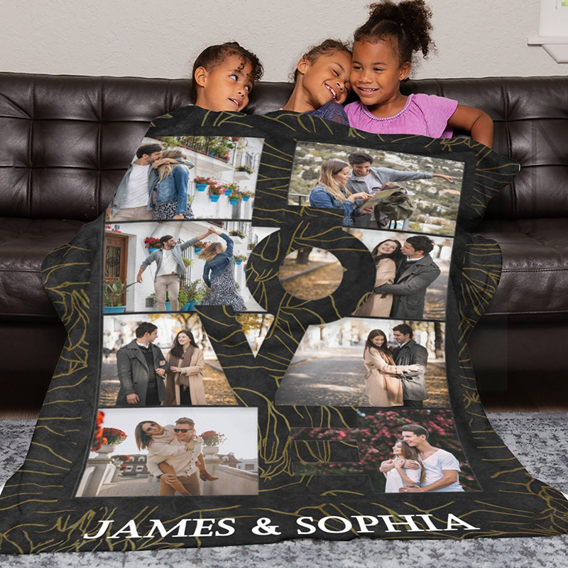 Personalized Photo Blanket Sweet Gift for Couple
