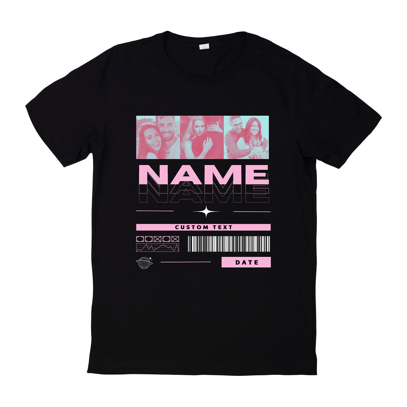 Personalized T-shirt Custom Couple Photo and Name Chic Style Design Attractive Gift for Lovers