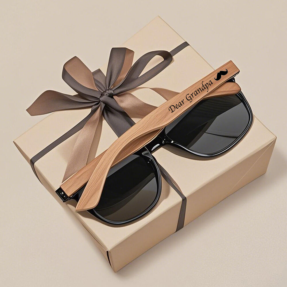 Personalized Sunglasses with Mustache Pattern Funny Birthday Gift for Dad or Grandpa